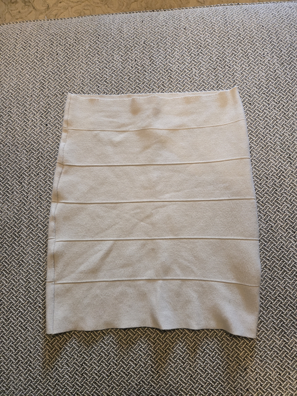 Poof Couture Cream Bandage Pencil Skirt